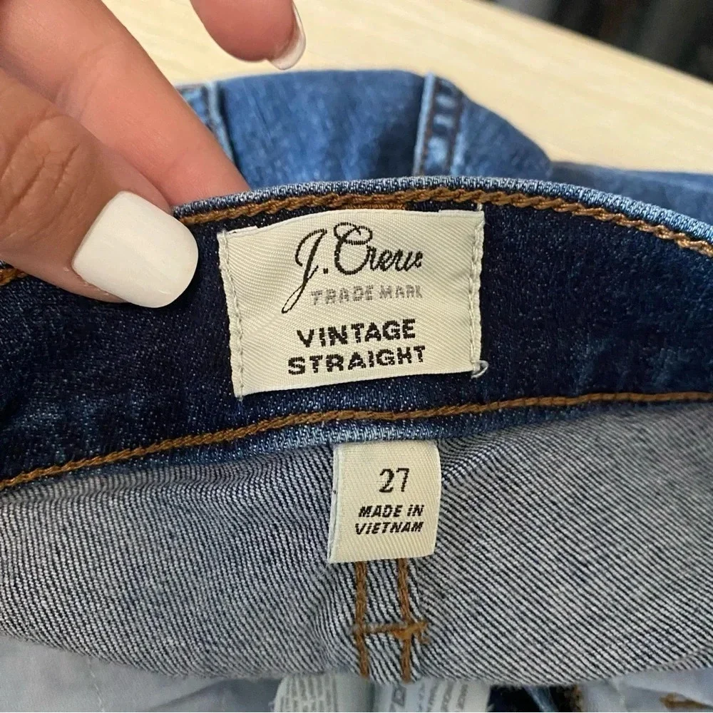 J. Crew Mayville Wash High Rise Raw Hem Vintage Straight Jeans Size 27